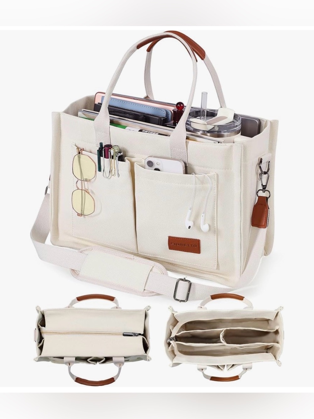 Canvas Tote Bag with Zipper Closure (NEW)